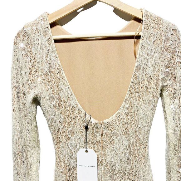 Dress the Population Susanna Dress Long Sleeve Stretch Sequin Midi Dress - Picture 7 of 10